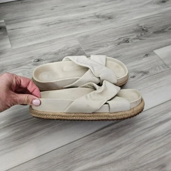 Zara Women’s Knot-Detail Espadrille Slide Sandals in Cream Sz 7.5 - Picture 9 of 9